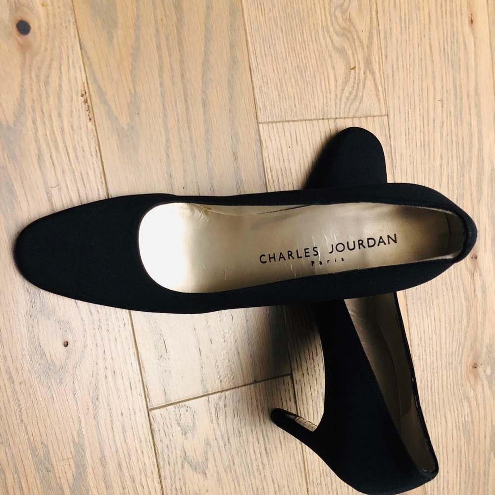 Charles Jourdan Black high heel ,7, fabric shoes